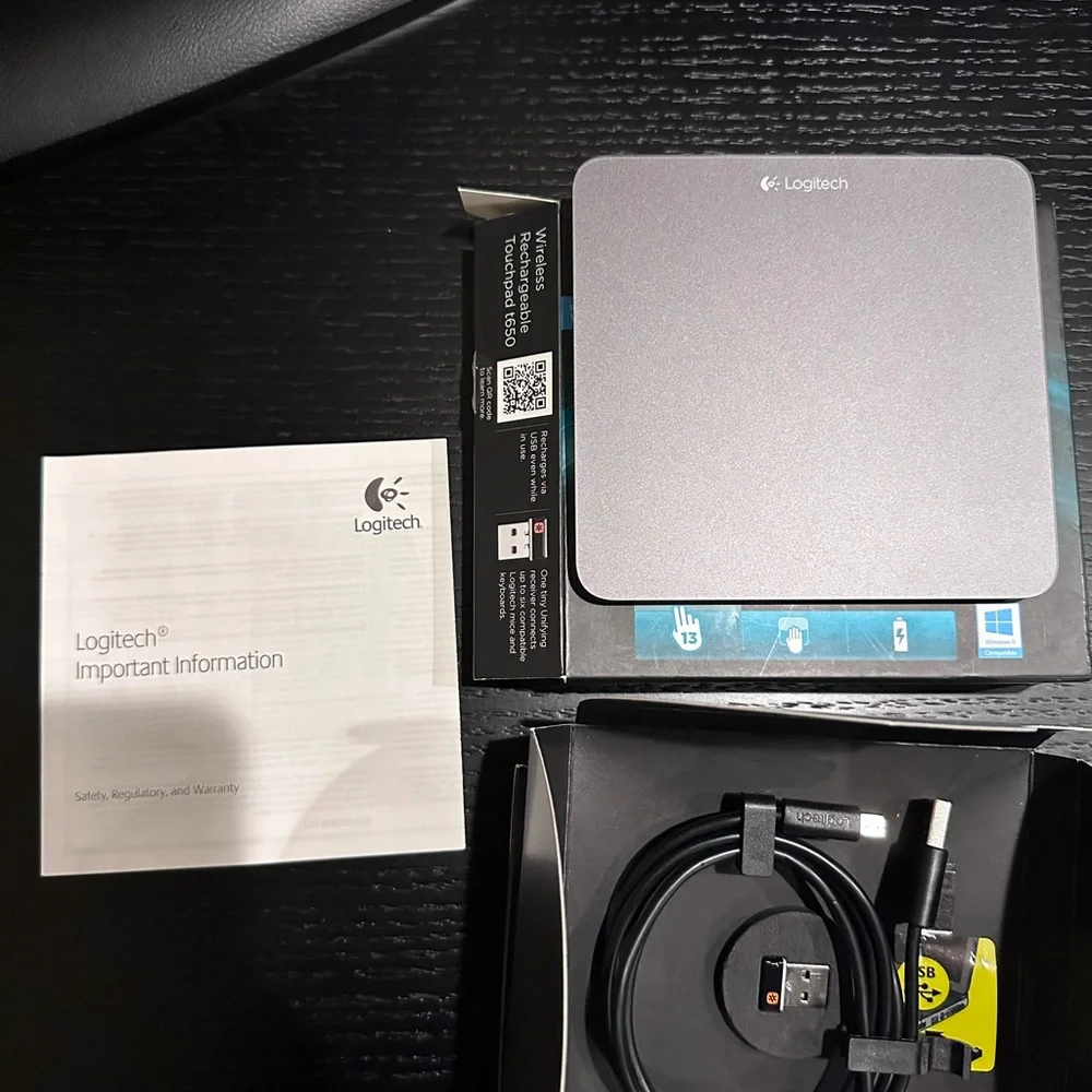 Logitech Touchpad- t650 Wireless Rechargeable Touchpad. Open box- Never Used.
